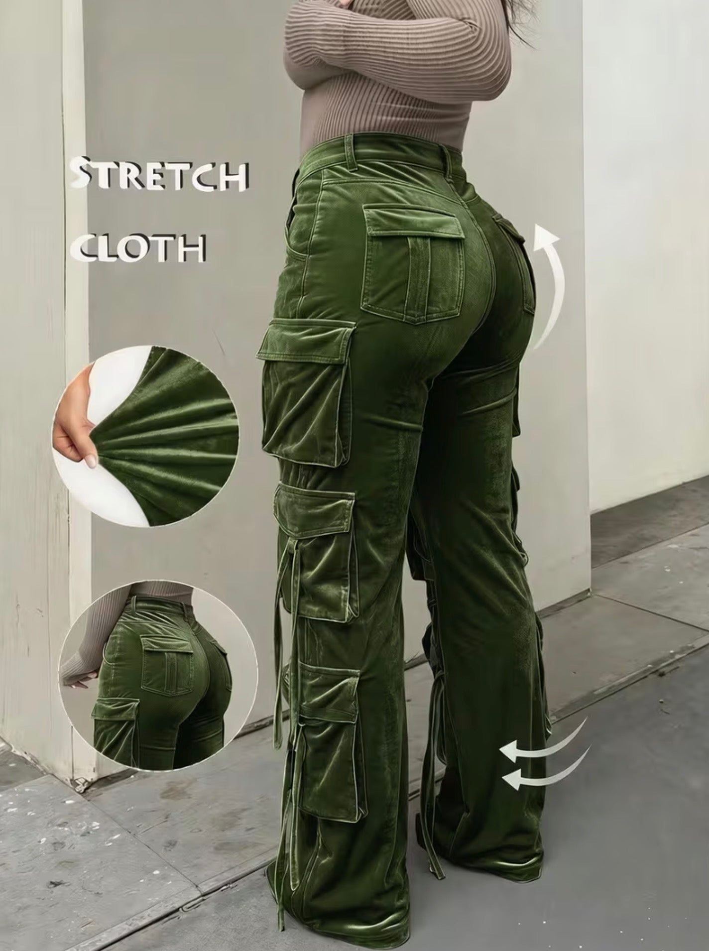 Chic Velour Cargo Pants