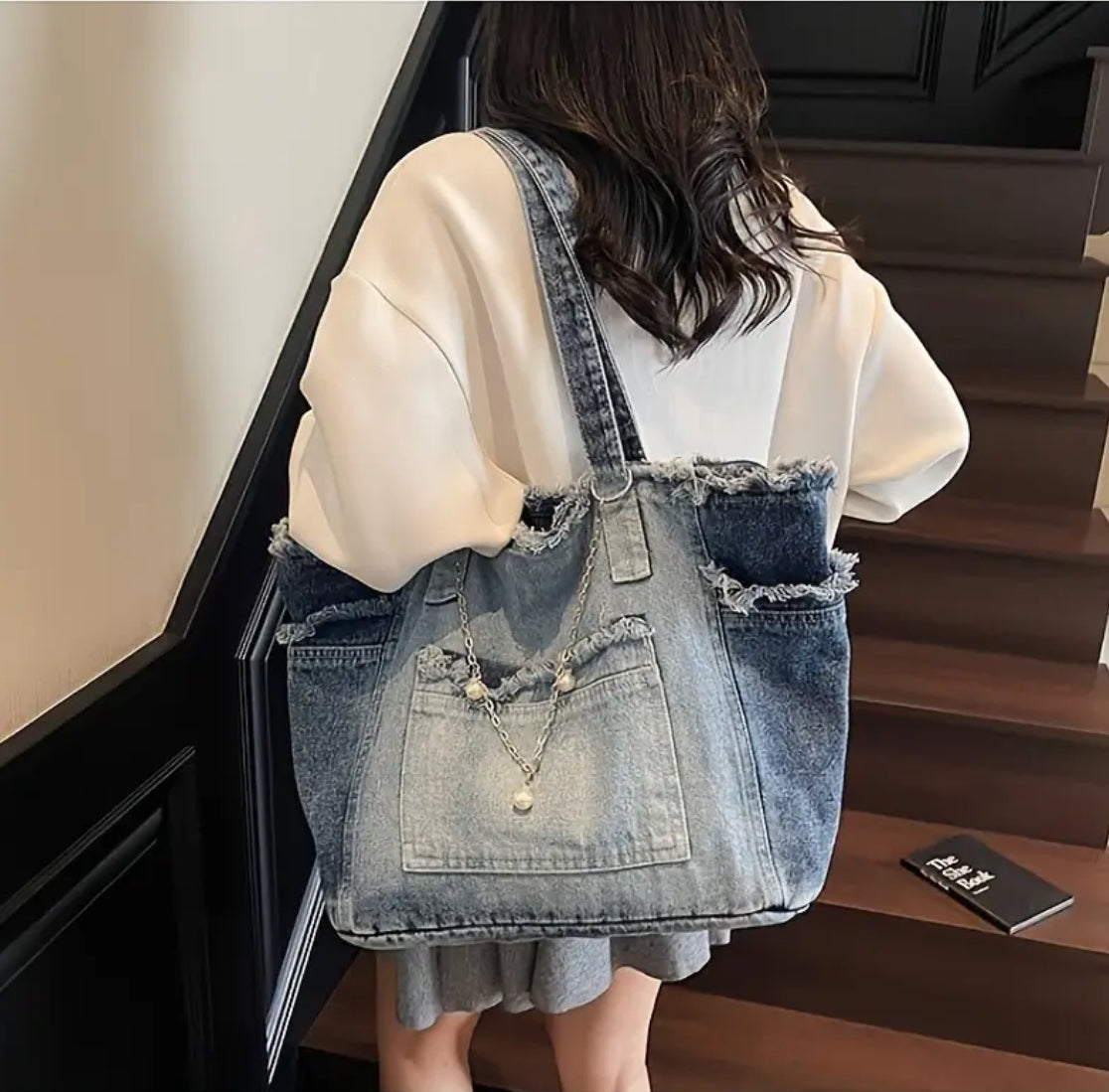 Chic Oversized Denim Purse