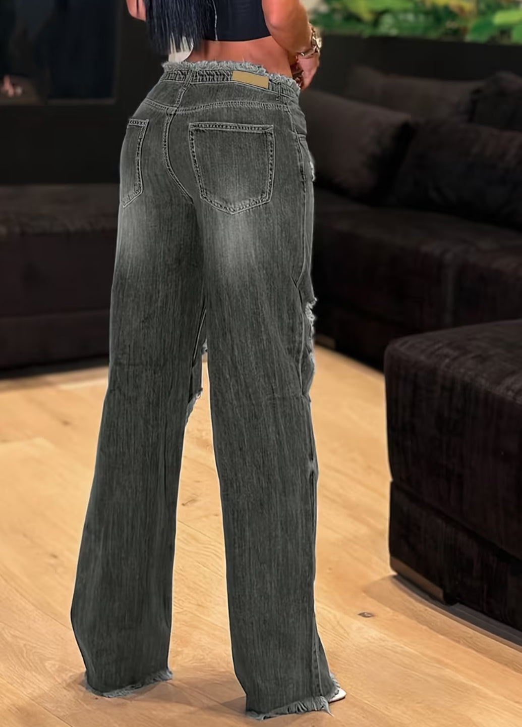 Raw & Edgy High Waisted Loose Distressed Denim Jeans