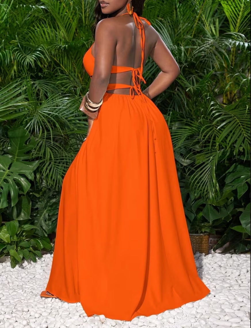 Elegant Cutout Slit Maxi Dress