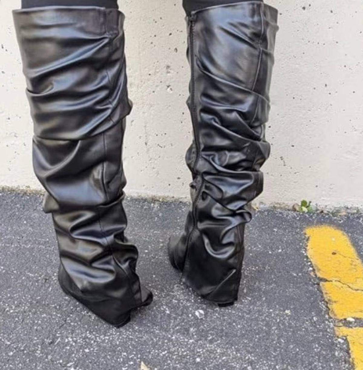 Stacked Foldover Knee High Boots