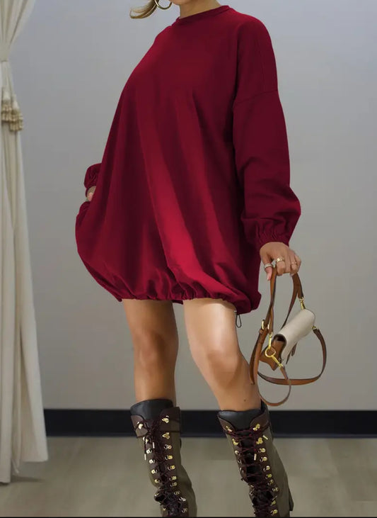 Elegant Casual Drawstring Dress