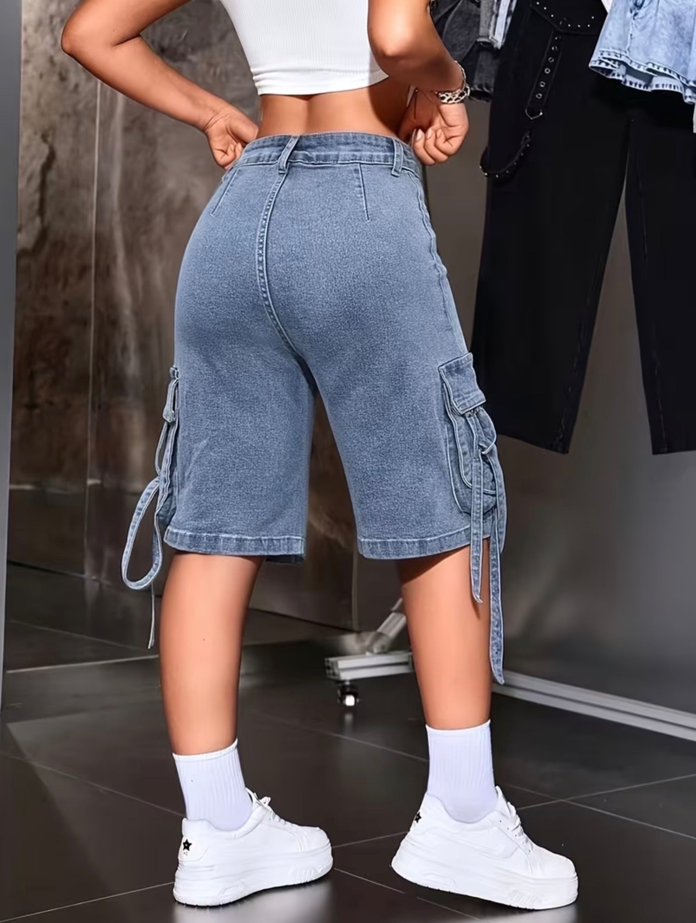 Denim Cargo Shorts