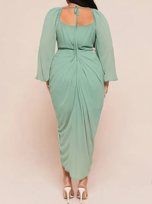 Luxe Evening Long Sleeve Thigh Split Dress