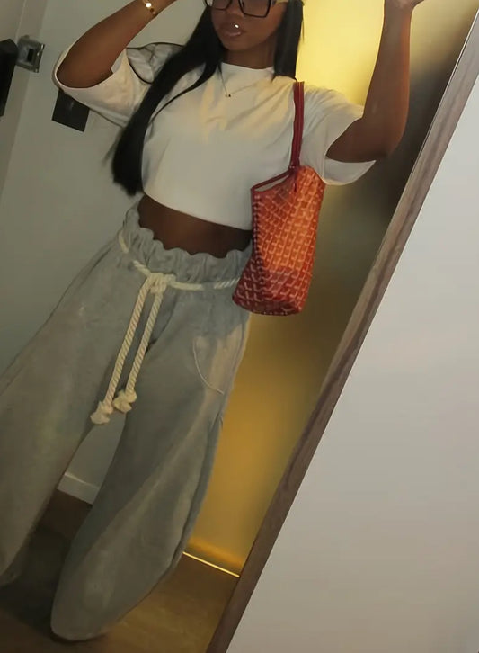 Luxe Comfy Cozy Street Chic Rope Tied Joggers
