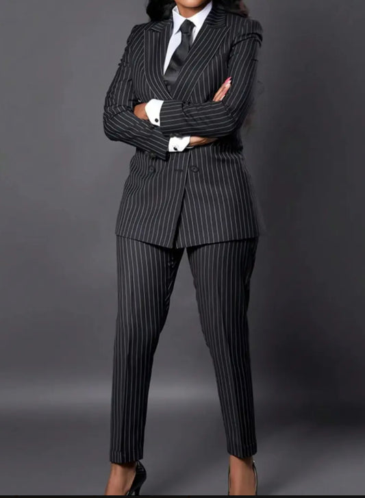 Luxe Pinstripe Business Suit