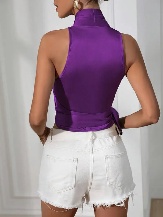 Elegant Ruched Waist Tied Summer Top