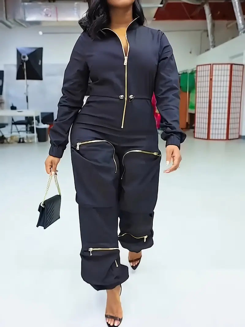 Zip-up Cargo Jumpsuit