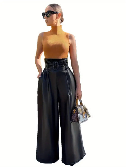 Luxe Loose Leather High Waist Pants