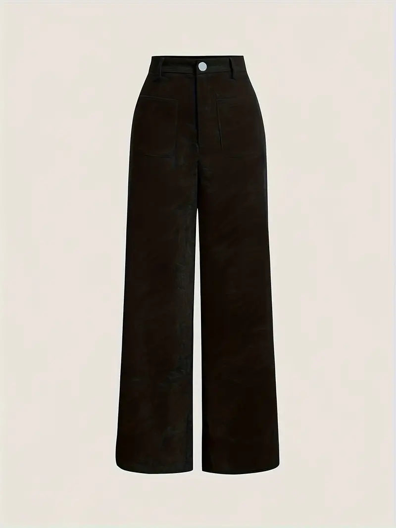 Chic Black Corduroy Denim Office Pants