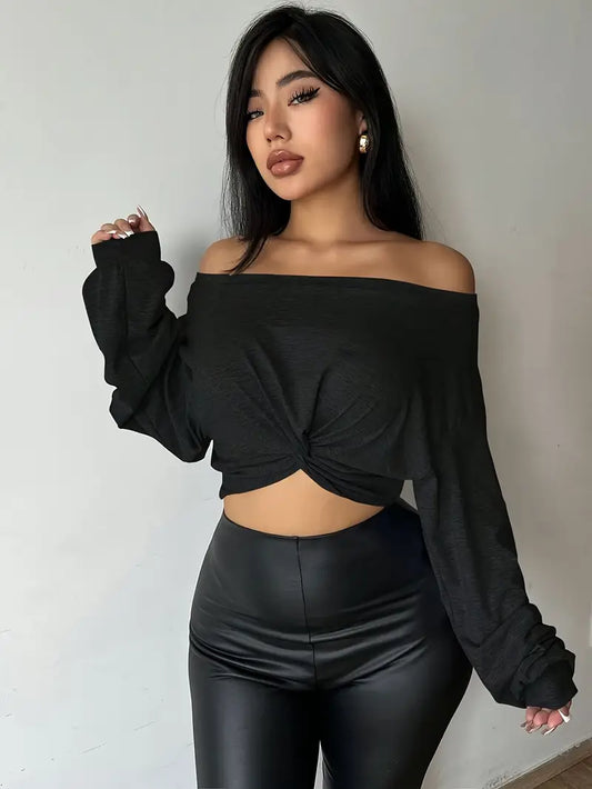 Chic Long Sleeve Crop Top