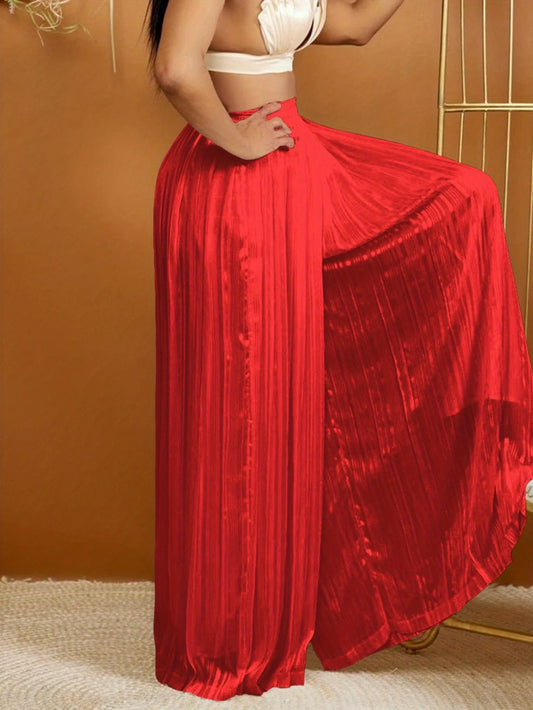 Sleek Double Satin Wideleg Pants