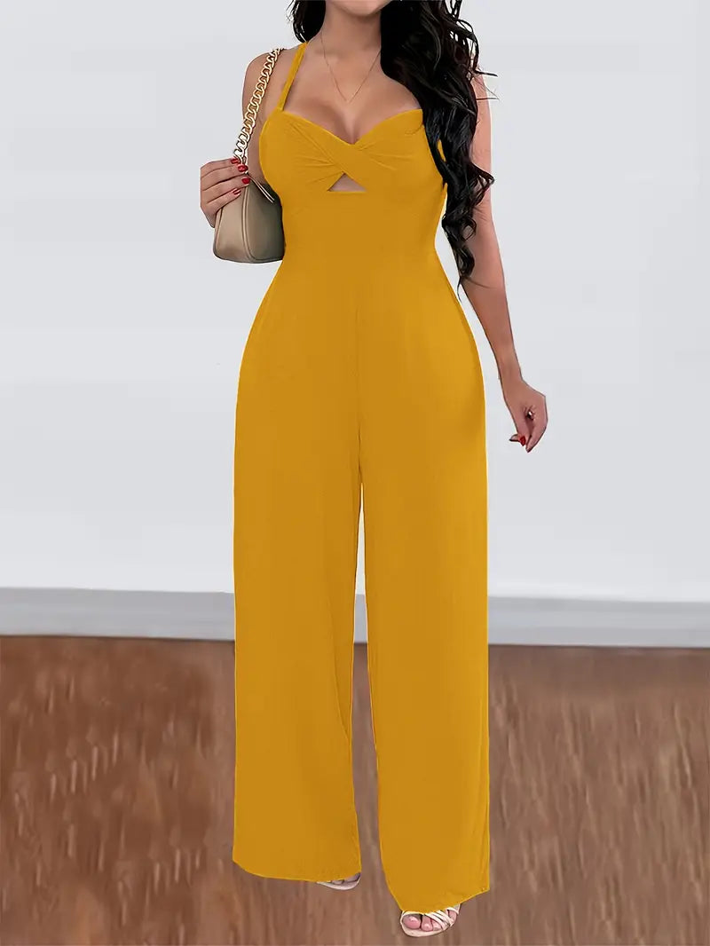 Elegant Solid Color Spaghetti Strap Jumpsuit