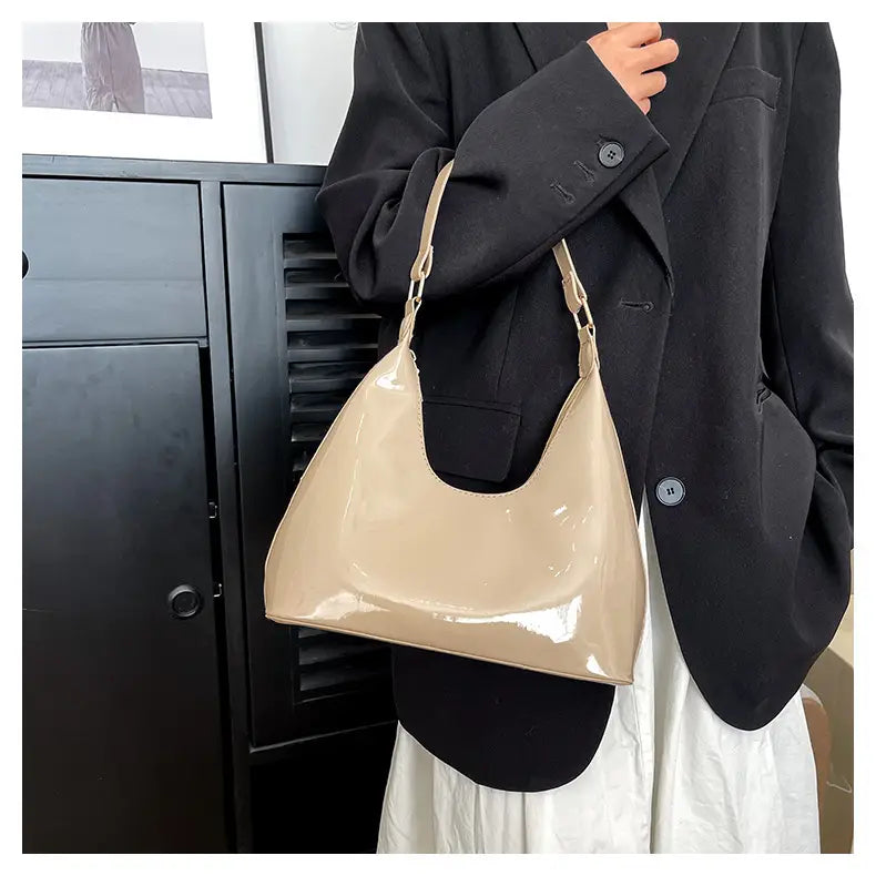 Luxurious High Gloss Leather Crossbody Bag