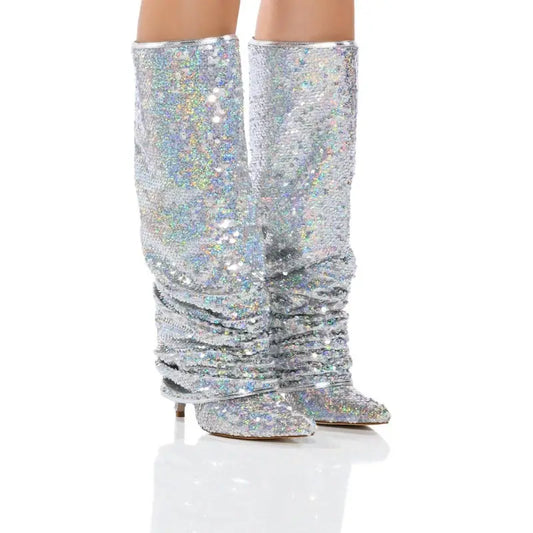 Chic Sleek Knee High Folded Boots