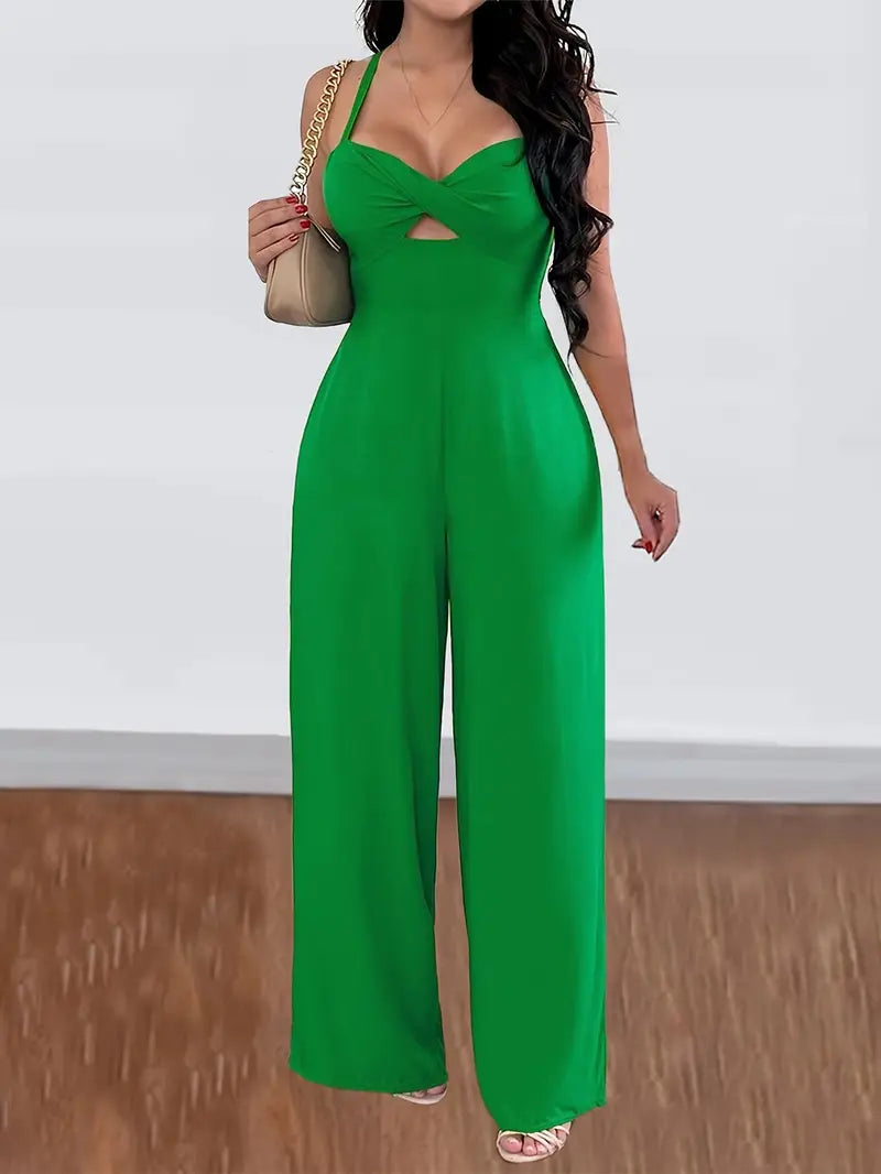 Elegant Solid Color Spaghetti Strap Jumpsuit