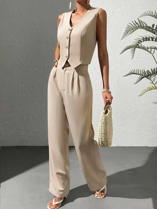 Elegant Solid Color Office Suit