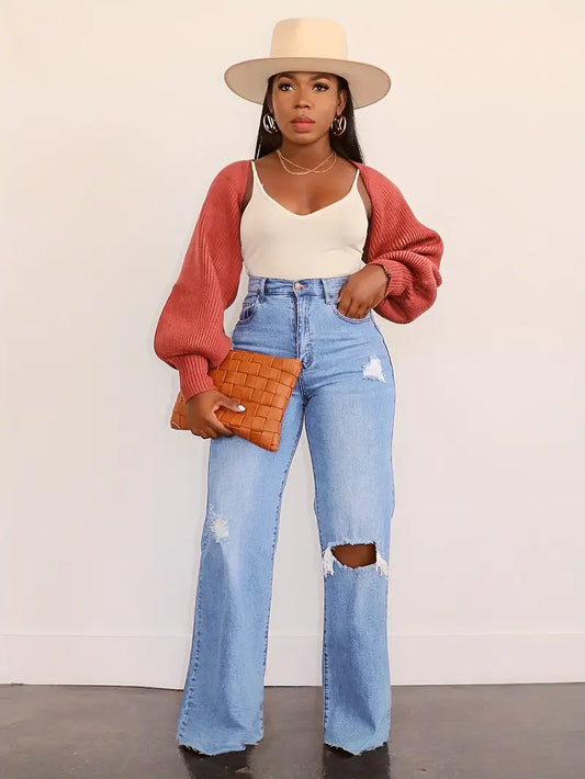 Stylish Comfortable Edgy Wide Leg Denim Jeans
