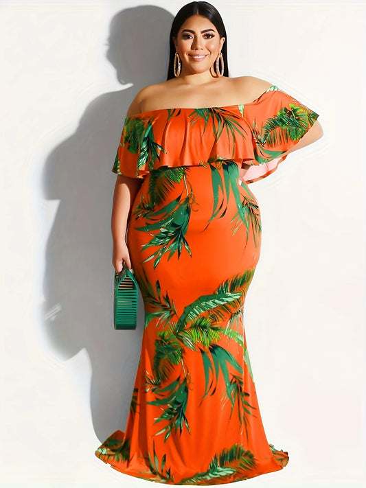 Tropical Elegant Shoulderless Sundress