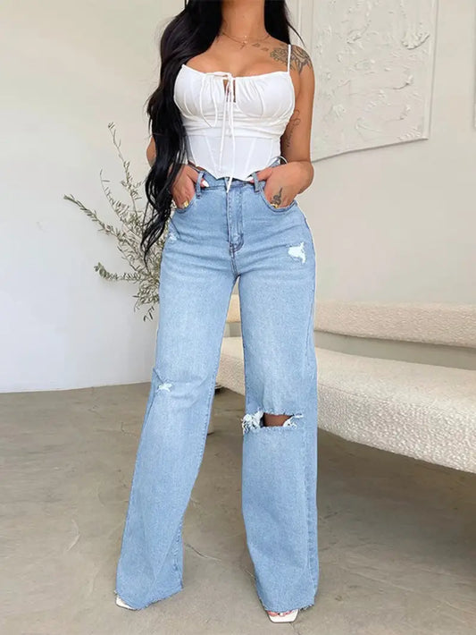 Stylish Comfy Wideleg Denim Jeans