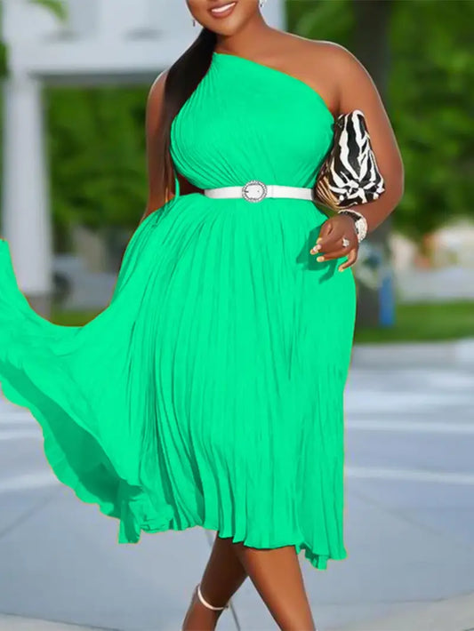 Elegant One shoulder Draped Dress