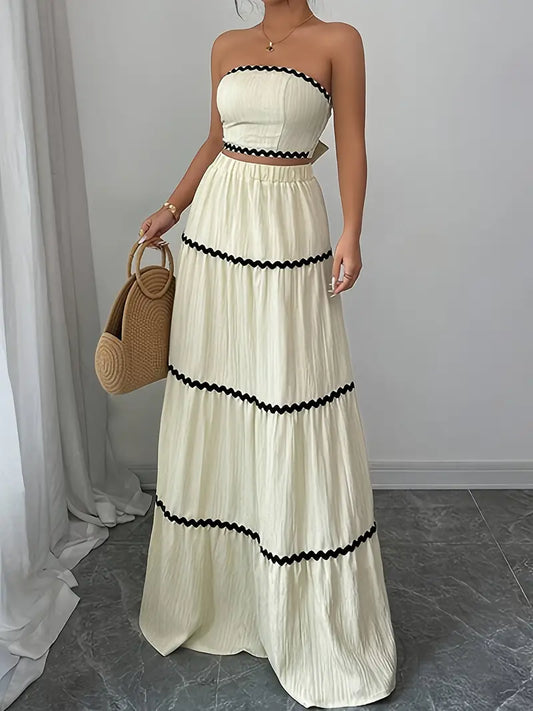 Elegant High End Tied Skirt Set