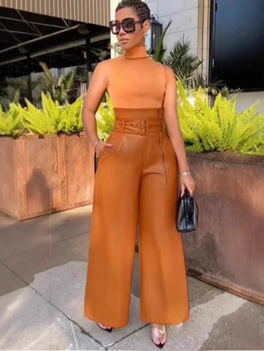 Luxe Loose Leather High Waist Pants