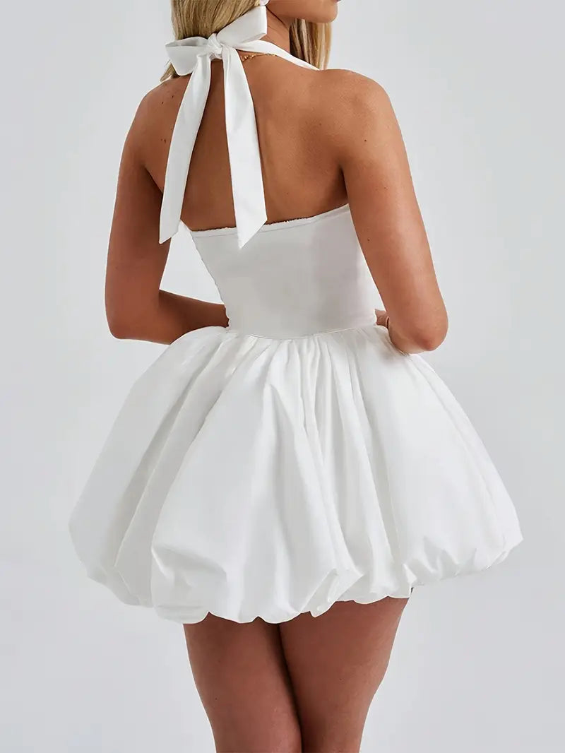 Elegant White Puffy Dress