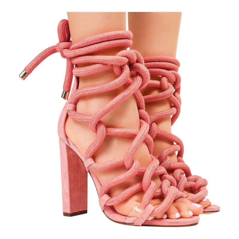 Chic Rope Lace Up High Heels