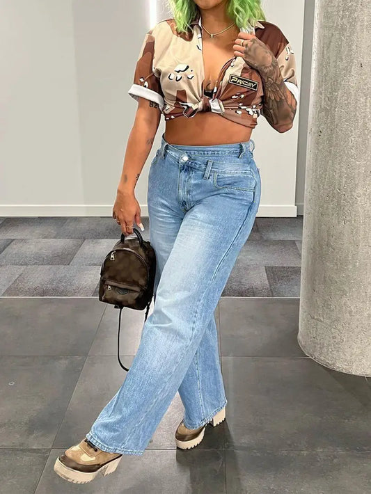 Stylish Asym Denim Jeans