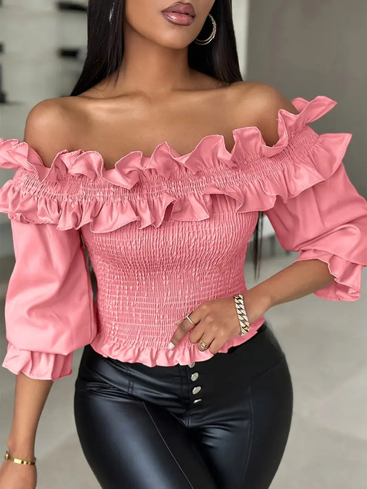 Elegant Off Shoulder Ruffle Top