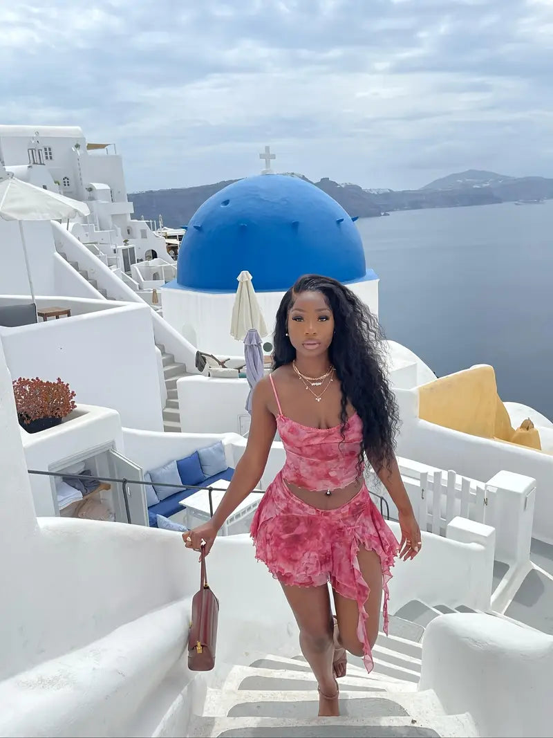 Pretty Feminine Chic Two Piece Summer Set