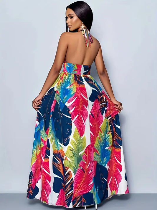 Colorful Chic Split Vacation Dress