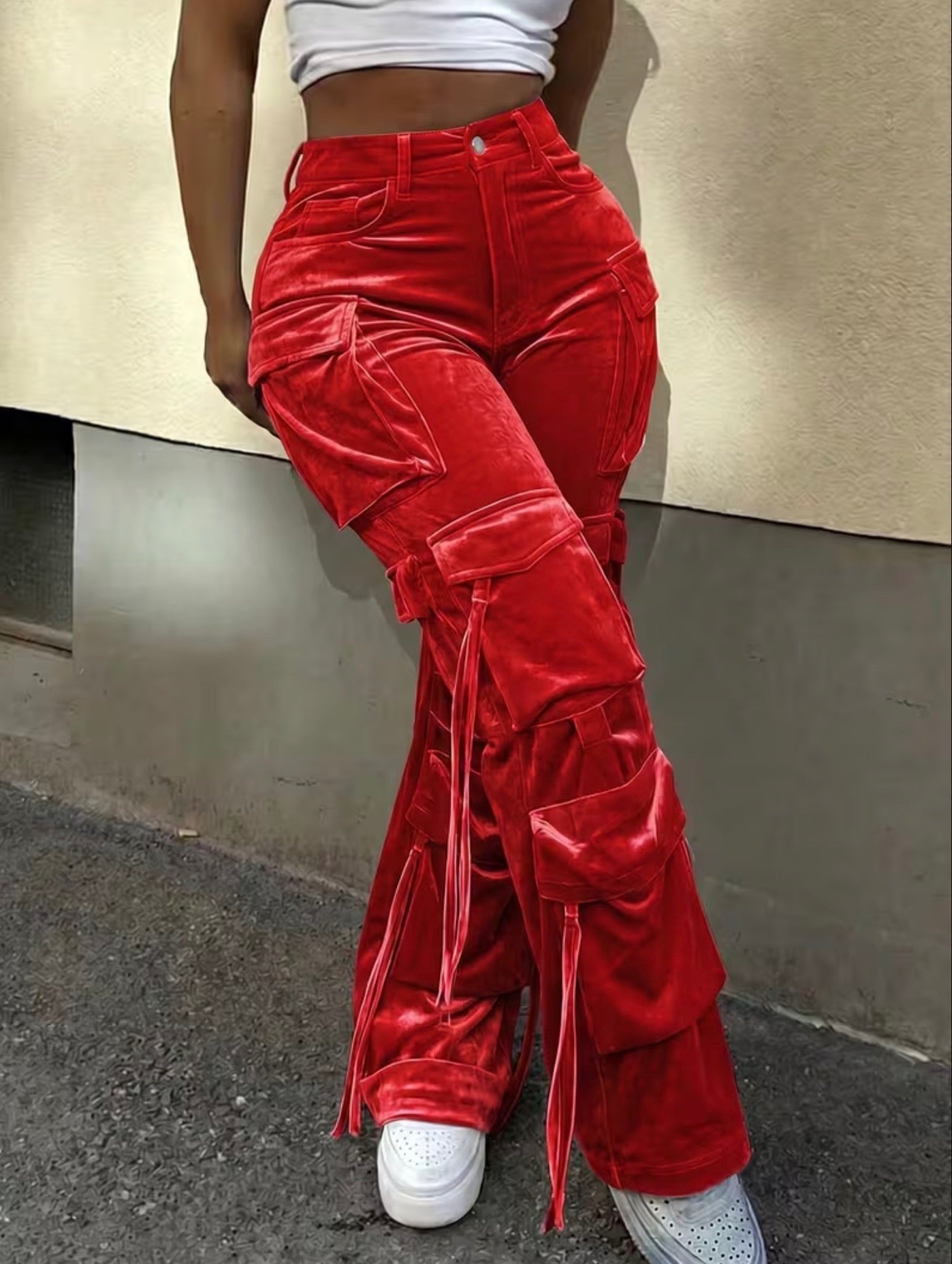 Chic Velour Cargo Pants