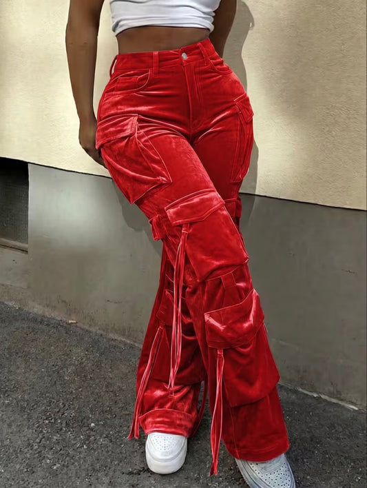 Chic Velour Cargo Pants