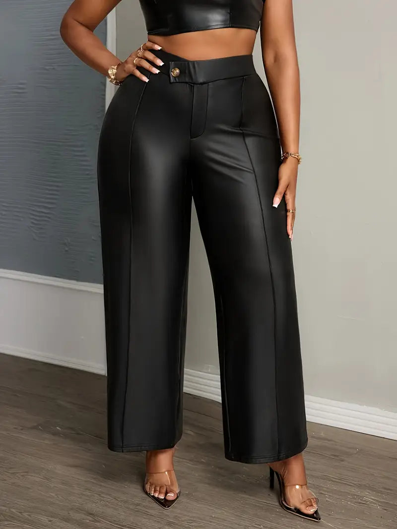 Leather Wide Leg Business Chic Pants