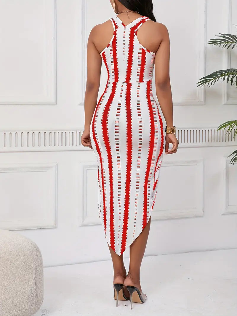 Elegant Striped Spring Dress