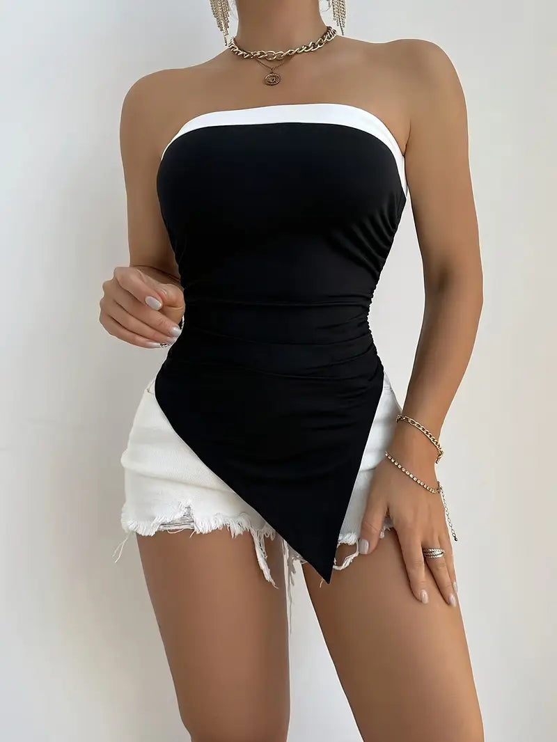 Chic Asym High End Triangle Strapless Tube Top