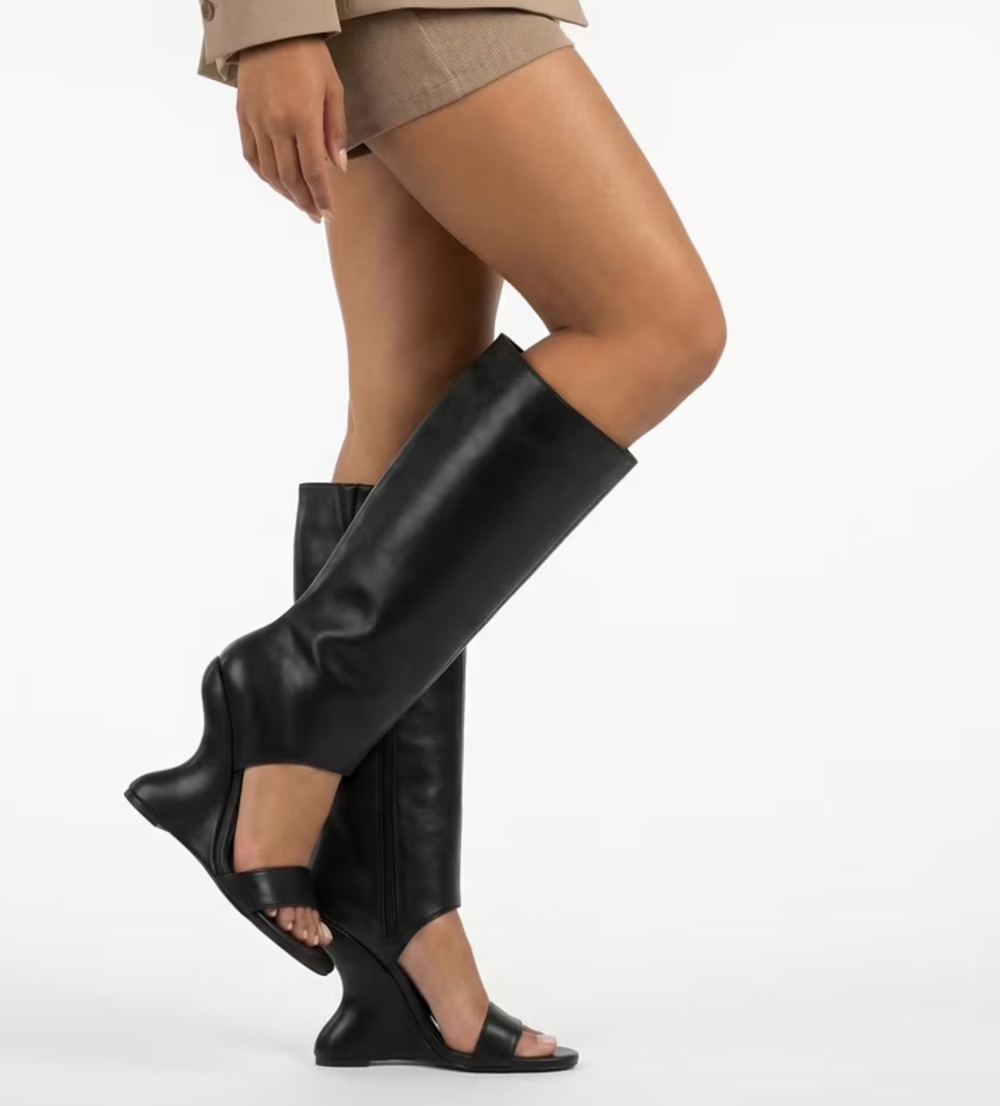 Wavy Luxe Leather High Heels