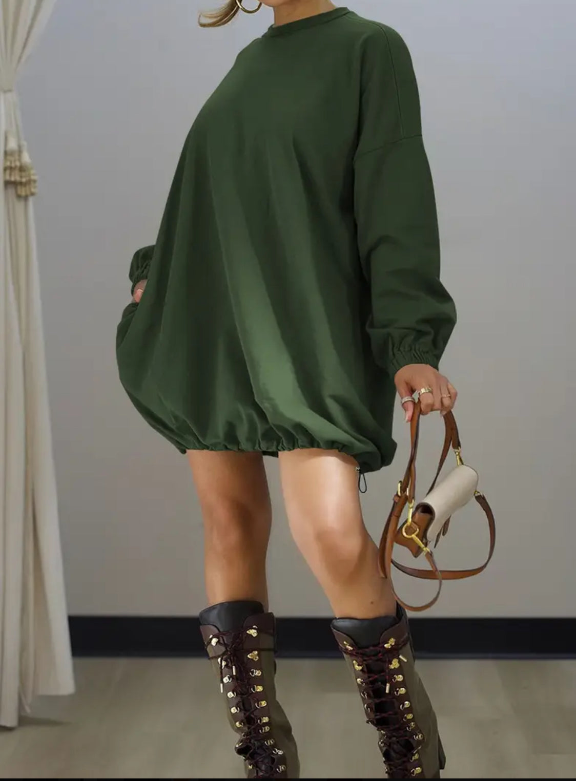 Elegant Casual Drawstring Dress