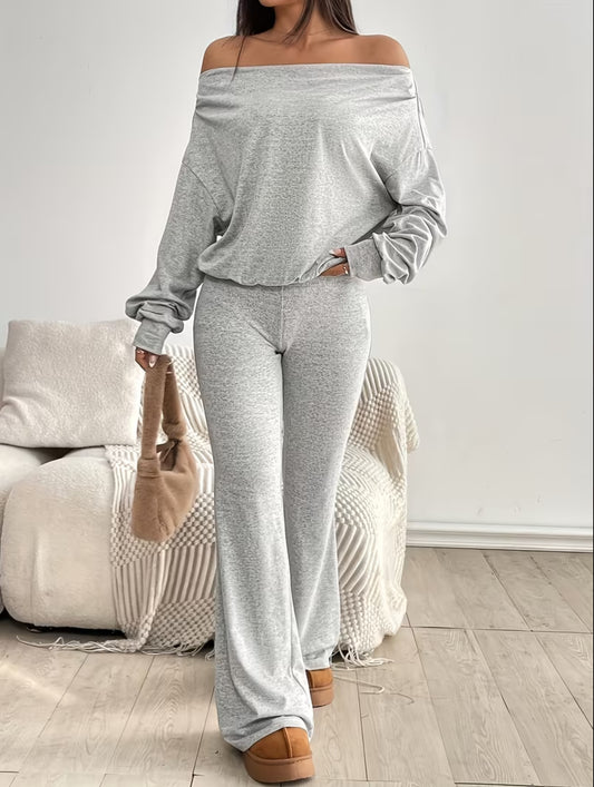 Comfy Sleek Shoulder-less Wideleg Setn