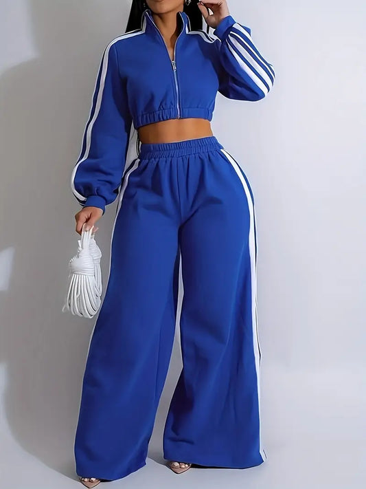 Sleek 2 Piece Zip Up Crop Tracksuit