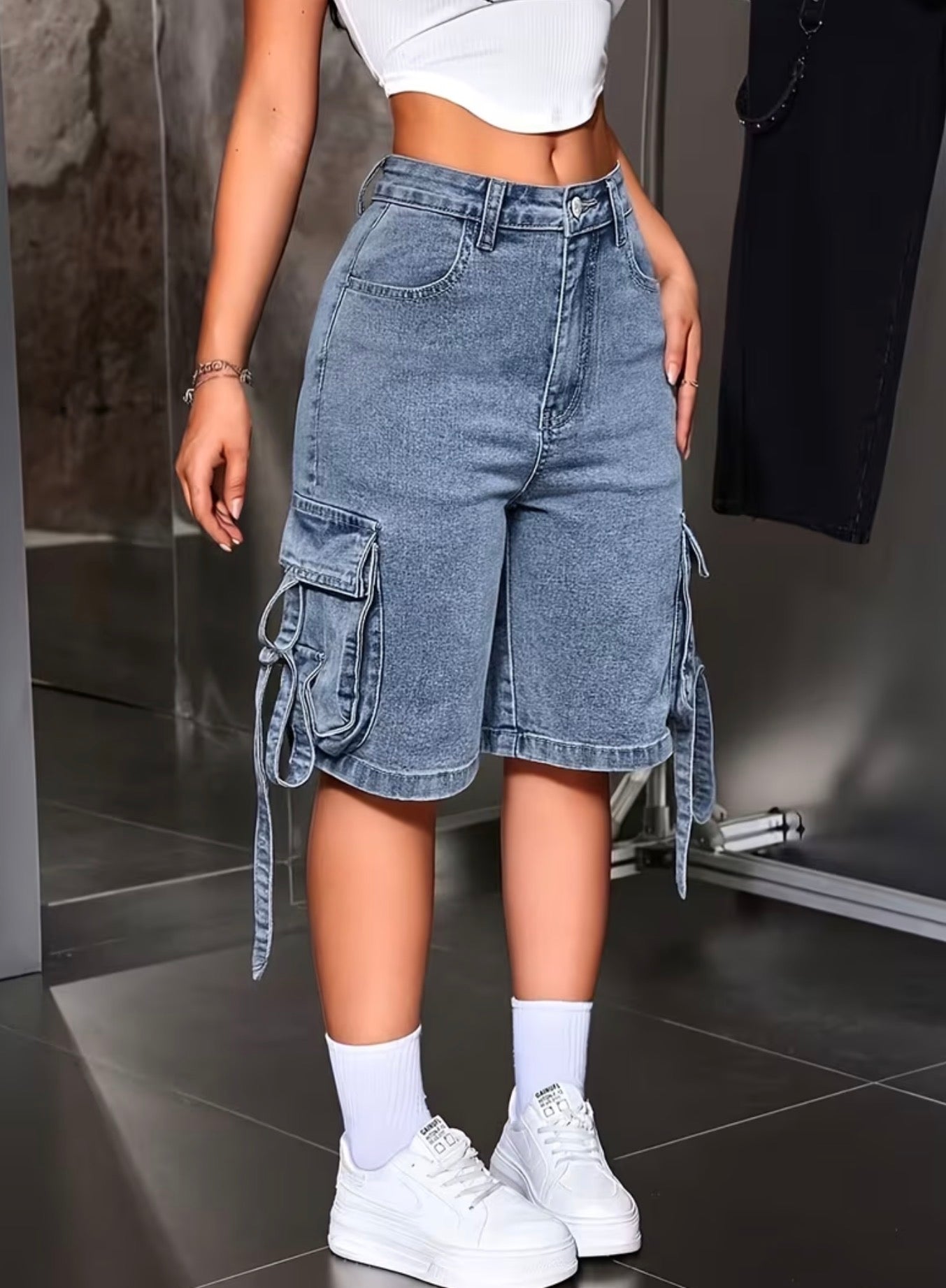 Denim Cargo Shorts