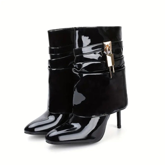 Luxe Elegant Lock Leather Boots