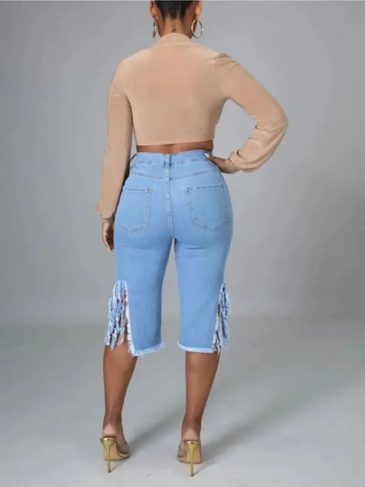 Chic Fringe Denim Shorts