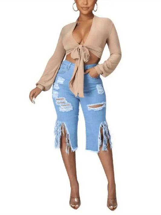 Chic Fringe Denim Shorts