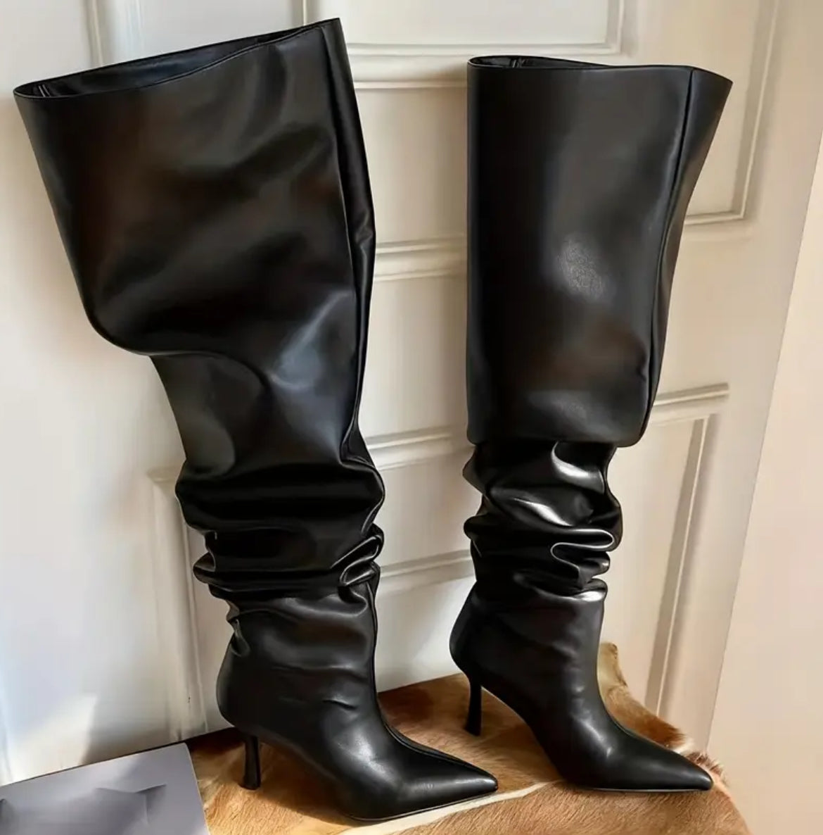 High Fashion Ruched Leather Boots