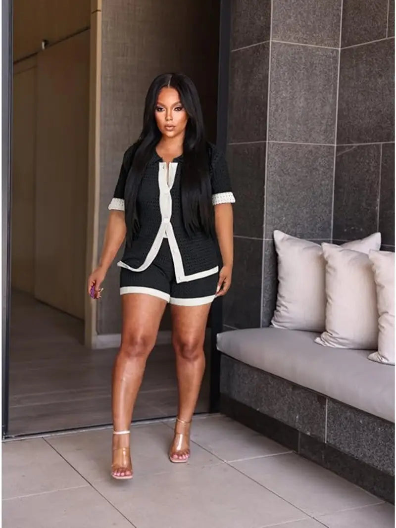 Sleek & Chic Knit Shorts Set