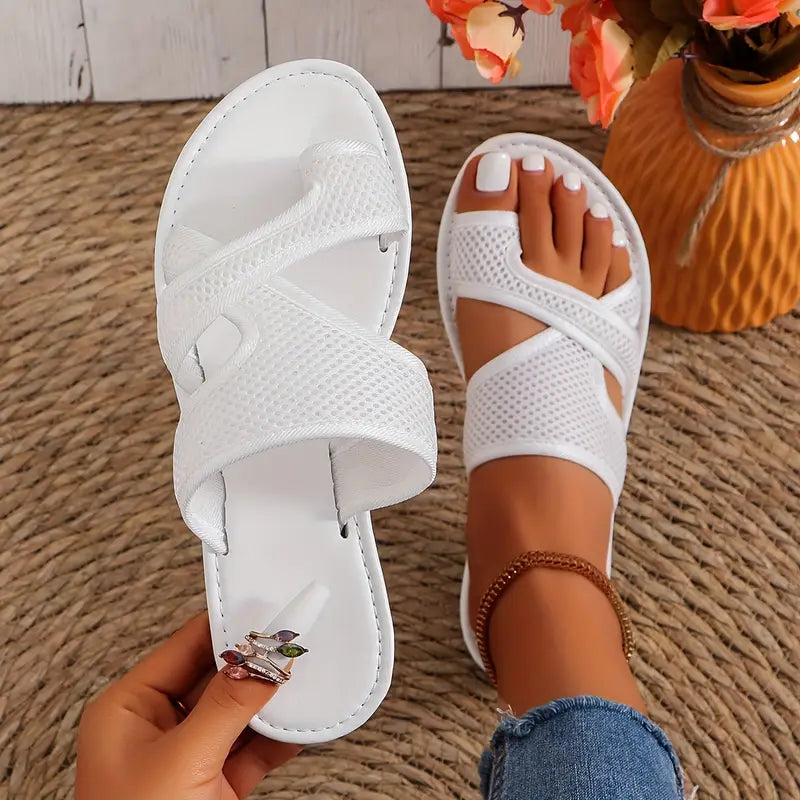 Slip On Open Toe Flats