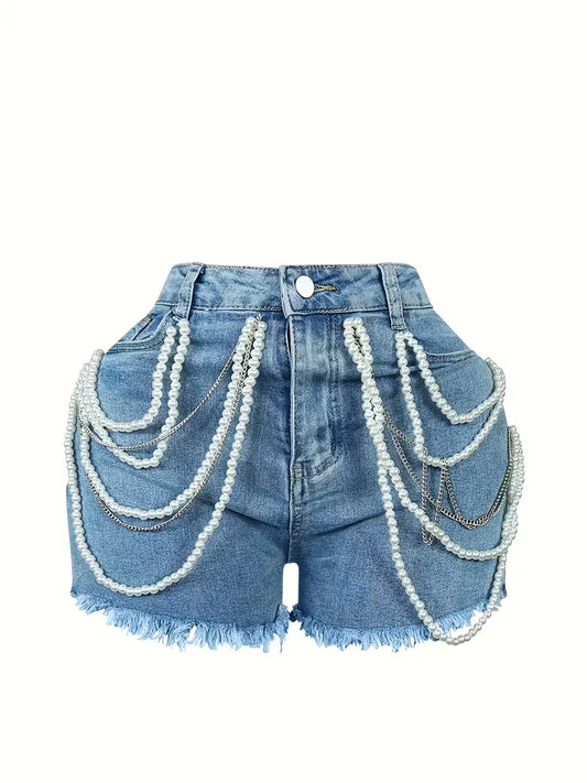 Elegant Distressed Denim Shorts